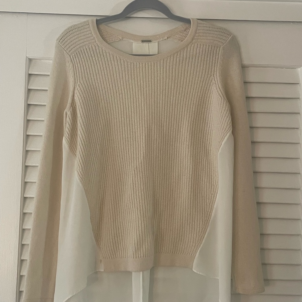 ElieTahari sweater : wool/cashmere front and sheer back. Size small